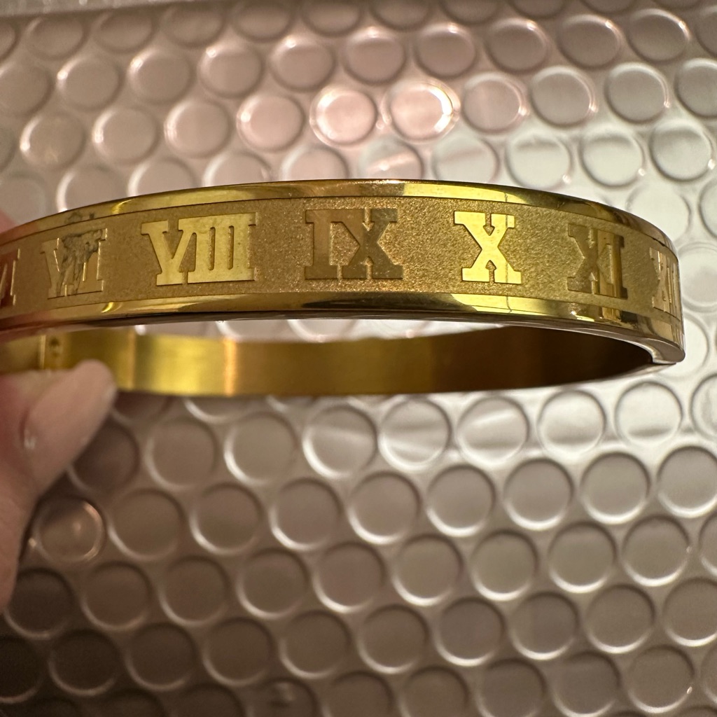 Gold Roman Numeral Bangle Bracelet